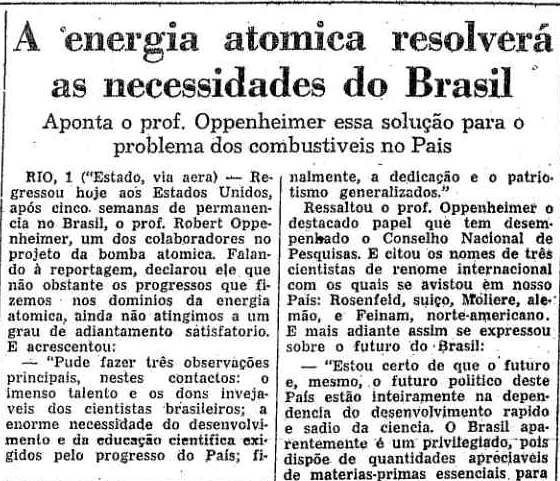 El día que Oppenheimer visitó Brasil