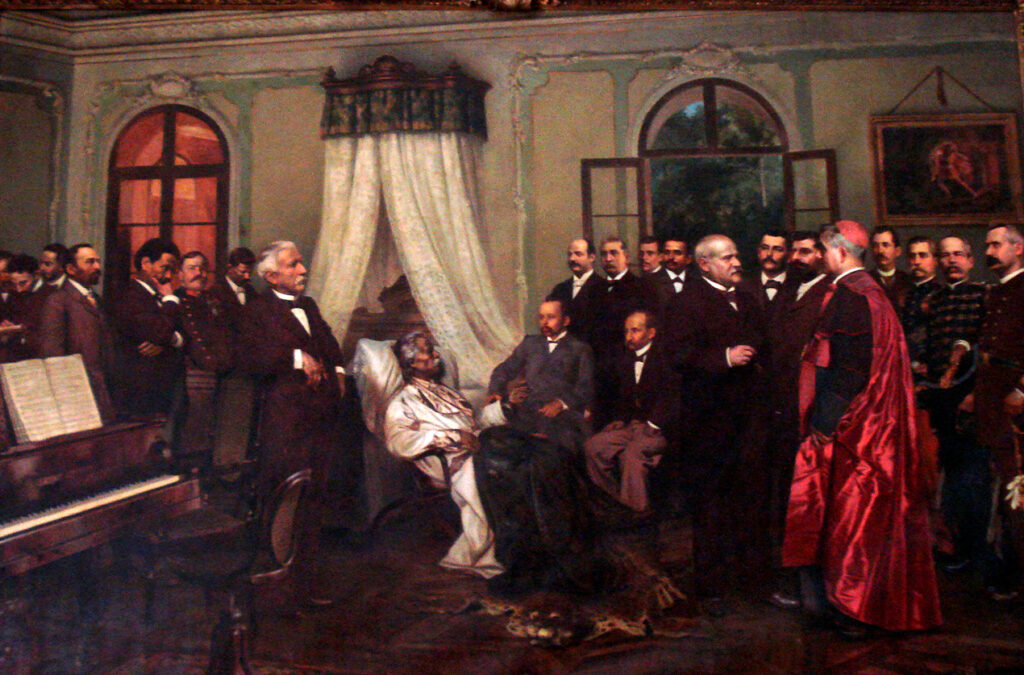 The painting “The final days of Carlos Gomes” by Domenico de Angelis and Giovanni Capranesi